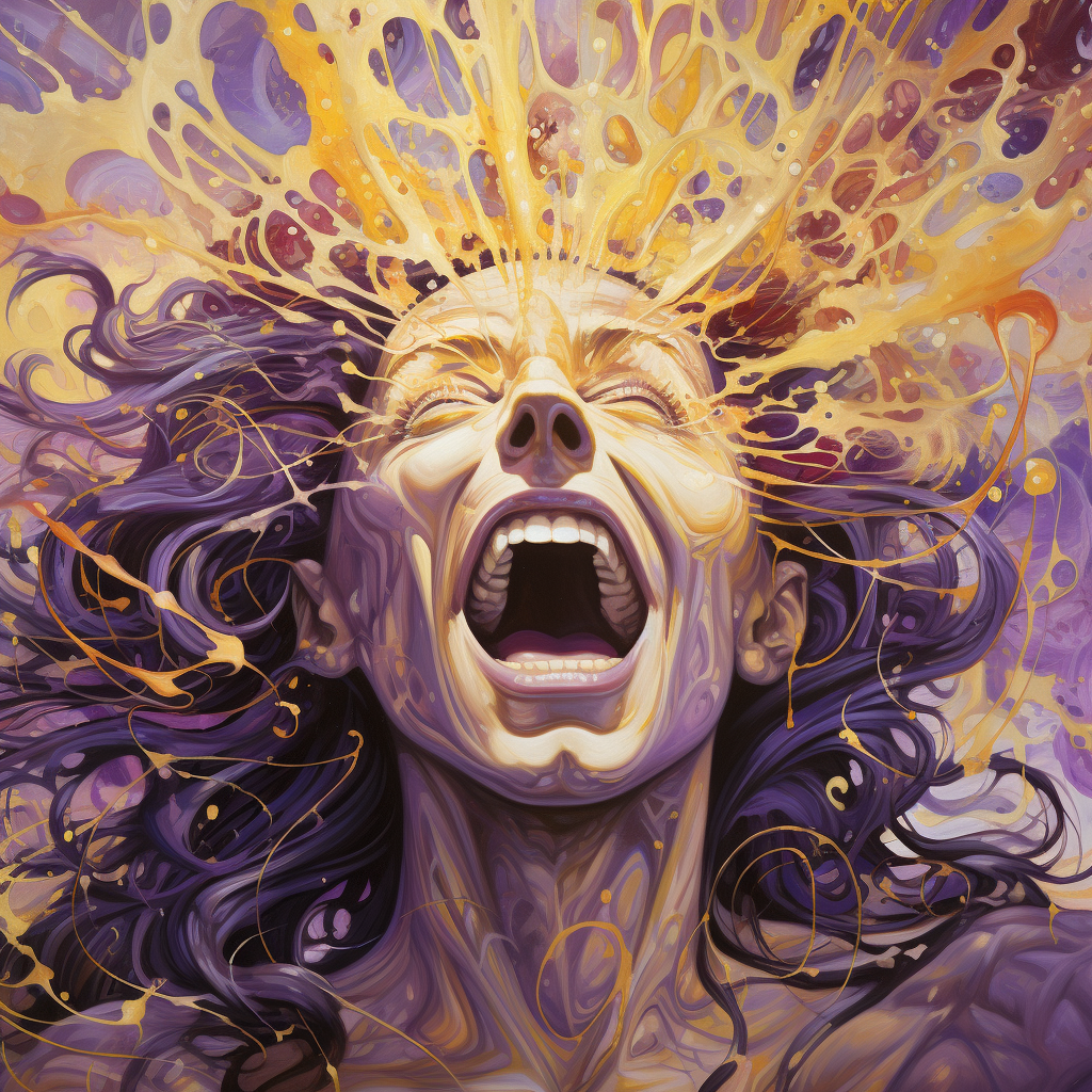 A psychic scream visualized as a wave of purple and gold energy.