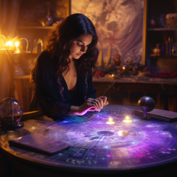 A psychic reading a persons astrology chart